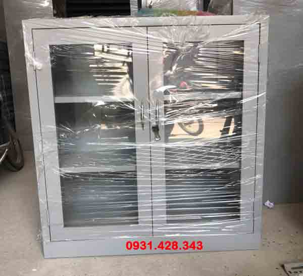 tủ tài liệu văn phòng 2 khoang kính nhỏ