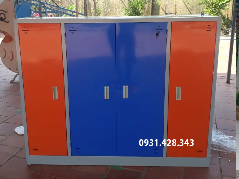 tủ đựng chăn màn mầm non nhiều màu sắc