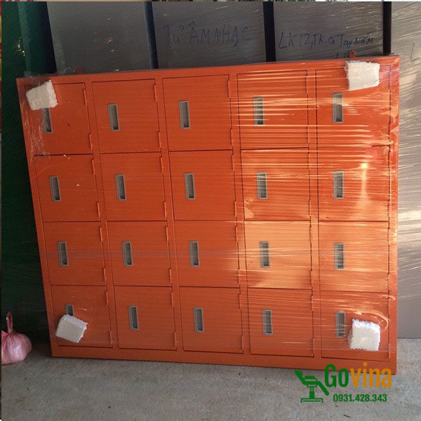 tủ mầm non 20 ô màu cam