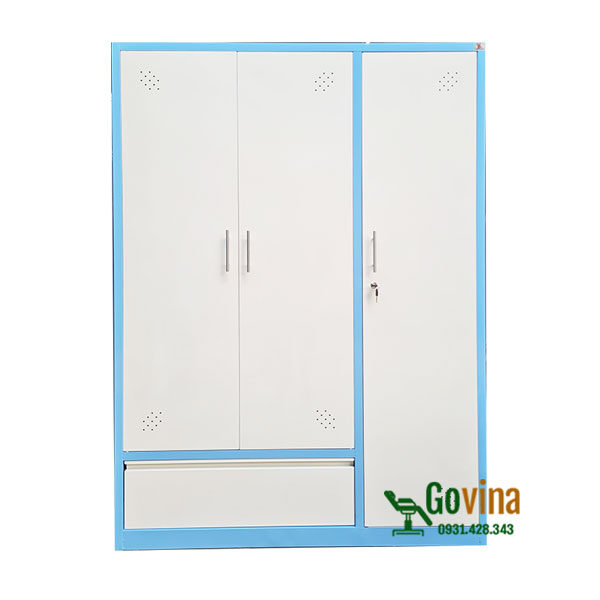 tủ sắt đựng quần áo 3 cánh có ngăn kéo