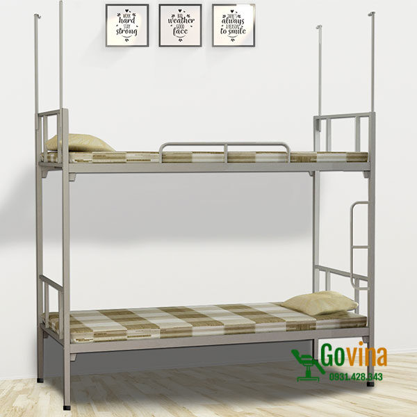 giường sắt 2 tầng giá rẻ màu ghi
